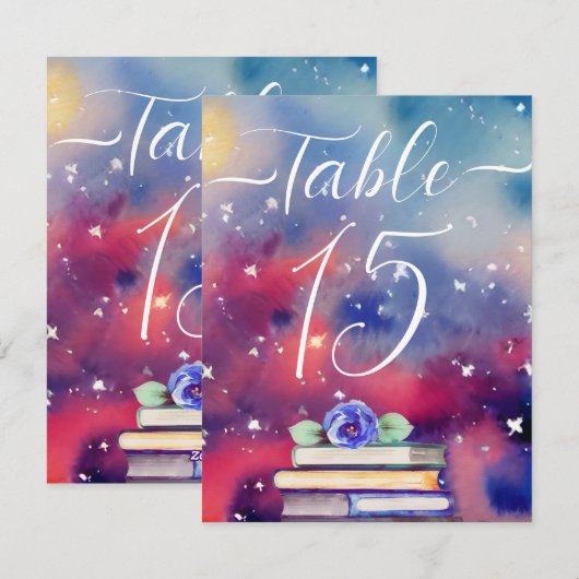 Waterverf Boeken Paars & Roze Lijst Aantal Kaarten (Voorkant / Achterkant)