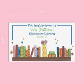 Waterverf Boekenplank Klaslokaal Bibliotheek Boeke Rechthoekige Sticker