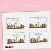 Waterverf Boekenplank Klaslokaal Bibliotheek Boeke Rechthoekige Sticker