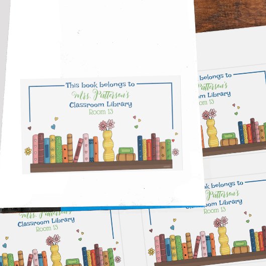 Waterverf Boekenplank Klaslokaal Bibliotheek Boeke Rechthoekige Sticker