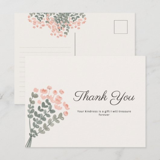 Waterverf Boeket Bloemen Dank u Briefkaarten (Voorkant / Achterkant)