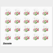 Waterverf boeket bloemen dank u kaart ronde sticker (Vel)
