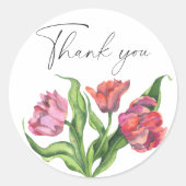 Waterverf boeket bloemen dank u kaart ronde sticker (Voorkant)