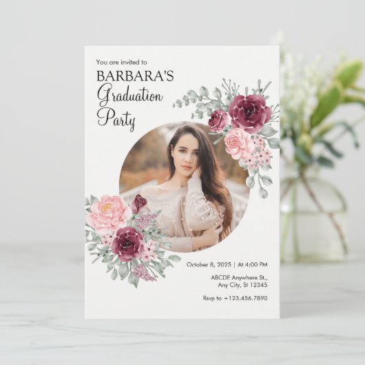 Waterverf boeket bloemen FOTO afstuderen Kaart (Staand voorkant)