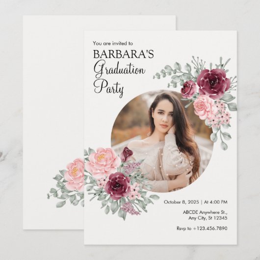 Waterverf boeket bloemen FOTO afstuderen Kaart (Voorkant / Achterkant)