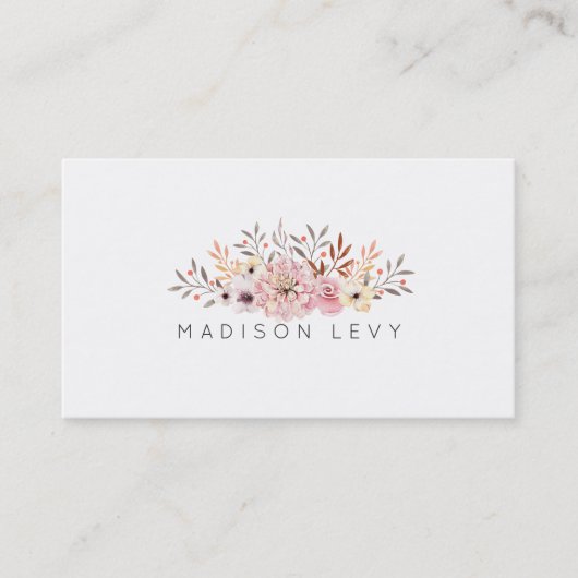 Waterverf Boeket Eenvoudige Elegante Visitekaartje Afsprakenkaartje (Voorkant)