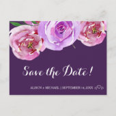 Waterverf boeket pioenrozen pruim bruiloft opslaan aankondigingskaart (Voorkant)