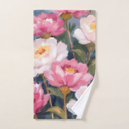 Waterverf boeket roze pioenrozen handdoek