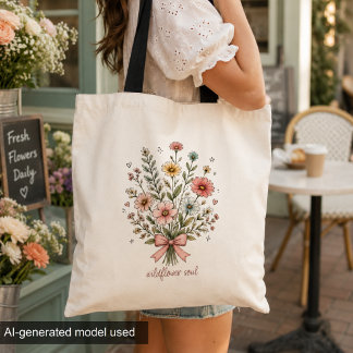 Waterverf Boeket van Zachte Bloemen met Wilde Bloe Tote Bag