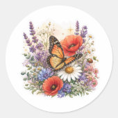 Waterverf Boeket Wilde Bloemen Sticker (Voorkant)