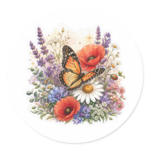 Waterverf Boeket Wilde Bloemen Sticker
