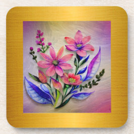 Waterverf boeketbloemen, kleurrijke achtergrond bier onderzetter