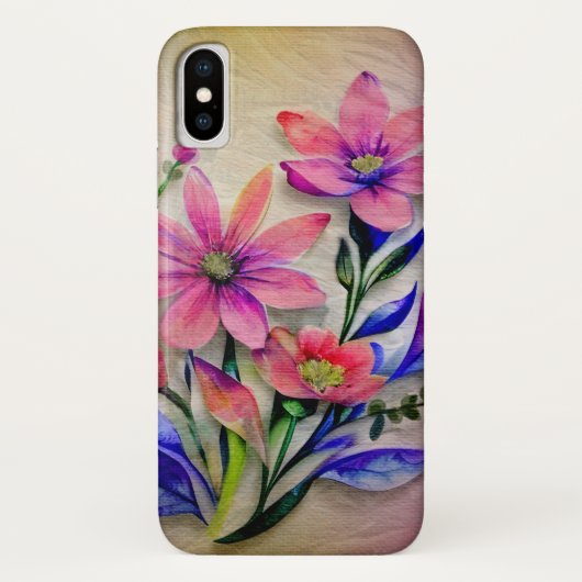 Waterverf boeketbloemen, kleurrijke achtergrond Case-Mate iPhone case (Achterkant)