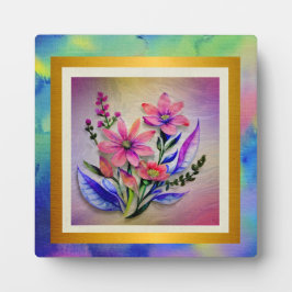 Waterverf boeketbloemen, kleurrijke achtergrond fotoplaat