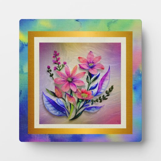 Waterverf boeketbloemen, kleurrijke achtergrond fotoplaat (Voorkant)