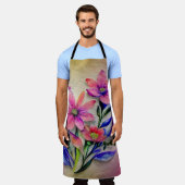 Waterverf boeketbloemen, kleurrijke achtergrond schort (Gedragen)