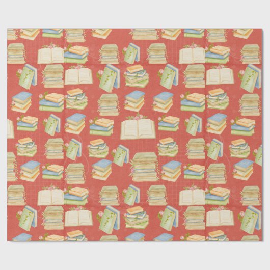 Waterverf boekpatroon cadeaupapier (Vlak)