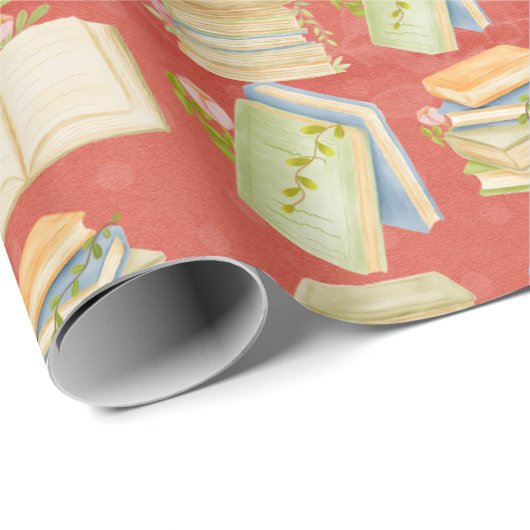 Waterverf boekpatroon cadeaupapier (Rol Hoek)