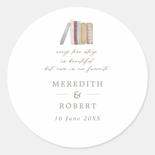 Waterverf boekt elke liefdeszeggende bruiloft ronde sticker (Voorkant)