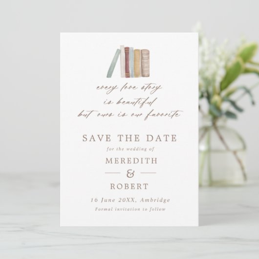 Waterverf boekt elke liefdeszeggende weddenschap o save the date (Staand voorkant)