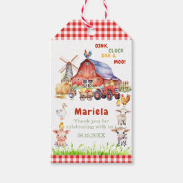 Waterverf Boerderij baby Verjaardag dank u Cadeaulabel