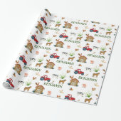 Waterverf Boerderij Birthday Animals Cadeaupapier (Uitgerold)