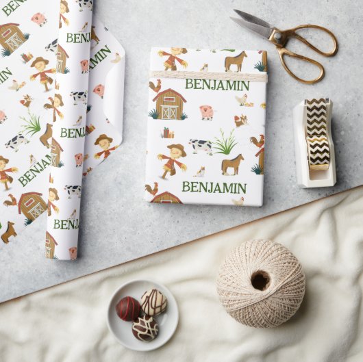 Waterverf Boerderij Birthday Animals Cadeaupapier (Crafts)
