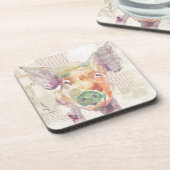 Waterverf Boerderij Collage Pig Bier Onderzetter (Linkerzijde)