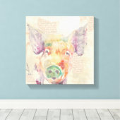 Waterverf Boerderij Collage Pig Canvas Afdruk (Insitu (Houten vloer))