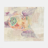 Waterverf Boerderij Collage Pig Fleece Deken (Voorkant (Horizontaal))