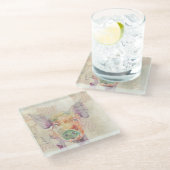 Waterverf Boerderij Collage Pig Glazen Onderzetter (Schuin)