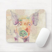 Waterverf Boerderij Collage Pig Muismat (Met muis)