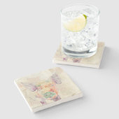 Waterverf Boerderij Collage Pig Stenen Onderzetter (Zijkant)