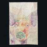Waterverf Boerderij Collage Pig Theedoek<br><div class="desc">Boerderij Collage Pig Artist: Jennifer Goldberger</div>