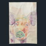Waterverf Boerderij Collage Pig Theedoek<br><div class="desc">Boerderij Collage Pig Artist: Jennifer Goldberger</div>