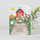 Waterverf Boerderij Dierenverjaardag Kaart (Staand voorkant)