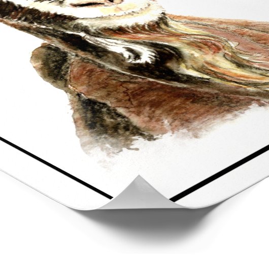 Waterverf Boerderij Dierlijke geit Poster (Hoek)