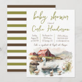 Waterverf Boerderij Eend met eendjes Baby shower Kaart (Voorkant / Achterkant)