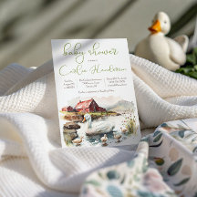 Waterverf Boerderij Eend met eendjes Baby shower