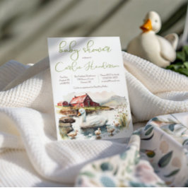Waterverf Boerderij Eend met eendjes Baby shower Kaart