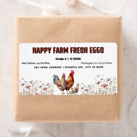 Waterverf Boerderij Eierkarton Etiket (Insitu)