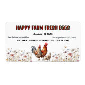 Waterverf Boerderij Eierkarton Etiket (Voorkant)