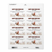 Waterverf Boerderij Eierkarton Etiket (Full Sheet)