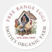 Waterverf Boerderij Fresh Eggs Ronde Sticker (Voorkant)