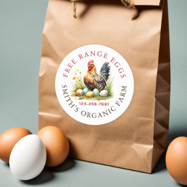 Waterverf Boerderij Fresh Eggs Ronde Sticker