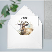 Waterverf Boerderij Geit, op maat Feestdagenkaart