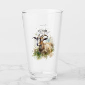 Waterverf Boerderij Geit, op maat Glas (Voorkant)