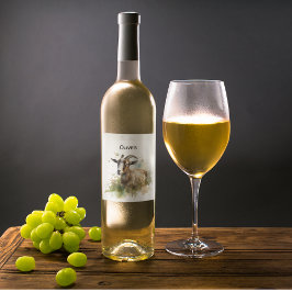 Waterverf Boerderij Geit, op maat Likeurfles Etiket