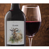 Waterverf Boerderij Geit, op maat Likeurfles Etiket