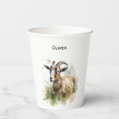 Waterverf Boerderij Geit, op maat Papieren Bekers (Achterkant)